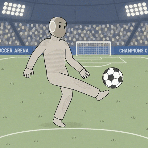 NEO playing soccer in a stadium