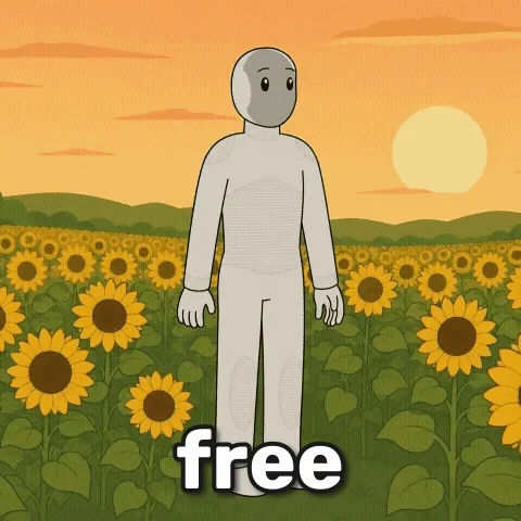 NEO feeling free in a sunflower field