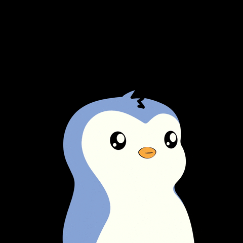 A Pudgy Penguin reacting with curiosity